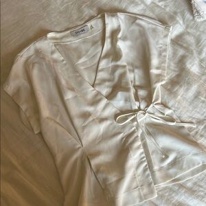 DO+BE Ivory Wrap Top with Tie